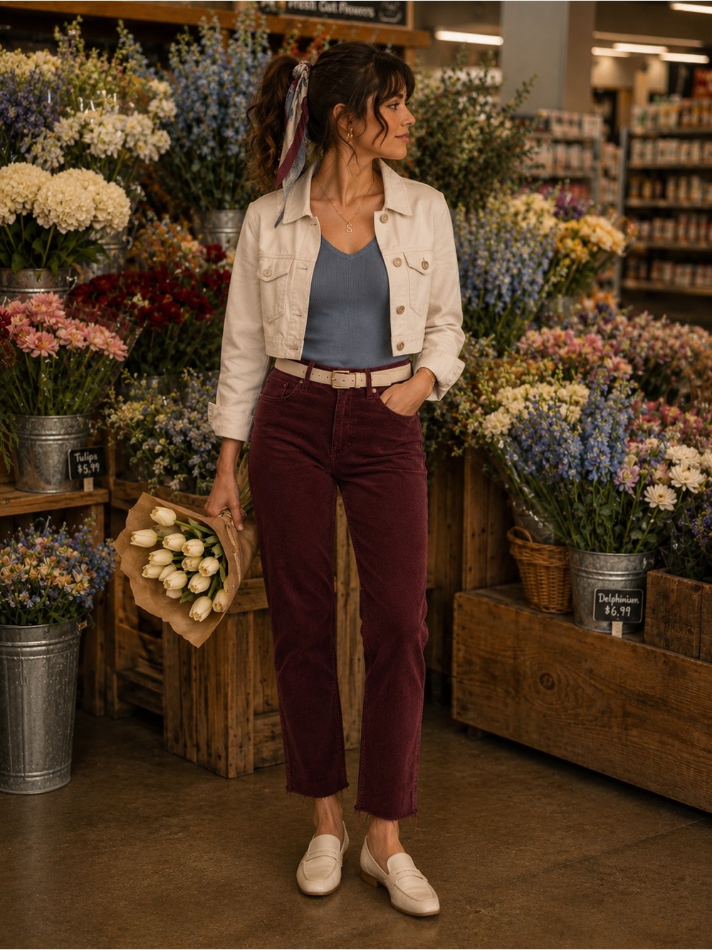 Talbots Flawless 5 Burgundy Corduroy Cropped Straight Leg Pants | Raw Edge Hem